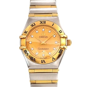 OMEGA Constellation Mini Combi 1262 15 Ladies Watch 12P Diamond Gold YG Quartz