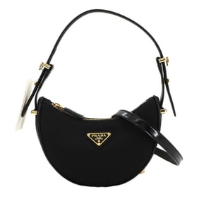 PRADA Arque Small 2-way Hand Shoulder Bag Nylon Leather Black 1BC194 Gold Hardware