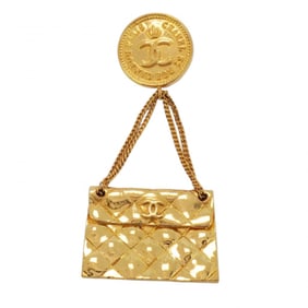 Chanel Brooch Coco Mark Matelasse Cambon Circle Bag Motif GP Plated Gold Ladies