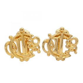 Christian Dior Earrings Emblem GP Plated Gold Ladies