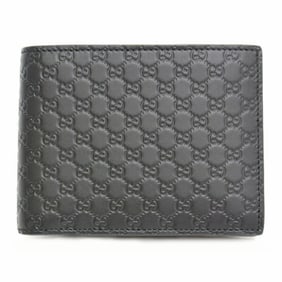 Gucci Wallet for Men, Micro Guccissima, Bi-fold, Billfold, Card Holder, Calfskin, Black, GUCCI
