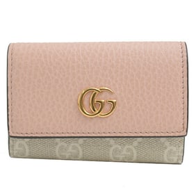 Gucci Women's Japan Limited Double G Key Case GG Supreme Canvas Light Pink x Beige GUCCI 456118