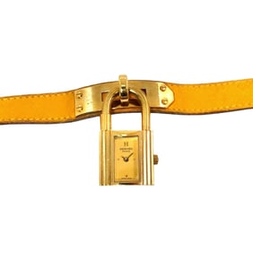 Hermes Kelly Watch Ladies Gold Yellow Quartz Padlock