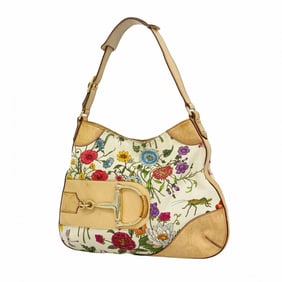 Gucci Handbag GG Blooms Horsebit 137388 Canvas Leather Beige Women's P561232