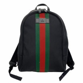 Gucci Backpack Daypack Sherry Line 630918 Canvas Black Green Red Men's P736392