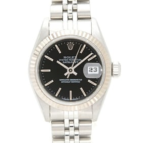 Rolex Watch Ladies Datejust Automatic U-number Black Dial SS x WG ROLEX 69174