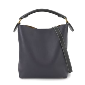 LOEWE T-Bucket Small 2-way Hand Shoulder Bag Leather Navy 35212KBR83 Gold Hardware