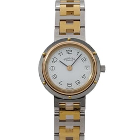HERMES Clipper combination ladies watch date white quartz