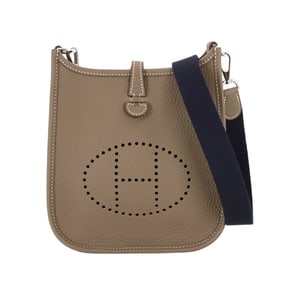 Hermes Evelyne Amazon TPM Shoulder Bag Taurillon Clemence Etoupe Blue Indigo W Stamp
