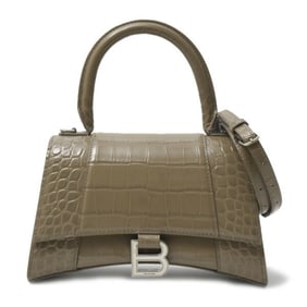 Balenciaga Women's Hourglass Small Shoulder Bag Handbag Calf Brown BALENCIAGA