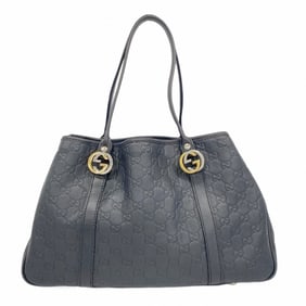 Gucci Tote Bag Guccissima 232957 Leather Black Gold Women's P593306