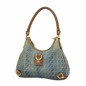 Gucci Handbag Abby 130738 Leather Denim Blue Brown Women's P561231