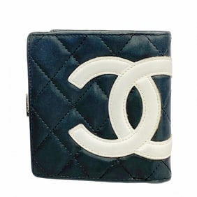 Chanel Wallet Cambon Lambskin Black White Women's P725383