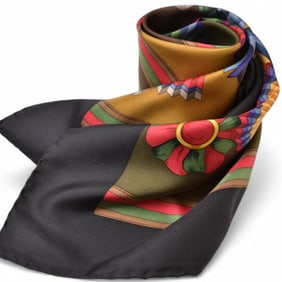 Gucci Scarf Muffler GUCCI Large Rosette Ribbon Black Multi