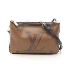 Louis Vuitton LOUIS VUITTON Pochette Double Zip Shoulder Bag Coated Canvas Leather Monogram Giant