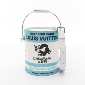 LOUIS VUITTON Paint Can Lagoon Handbag Coated Canvas Calf Leather Men's Blue White Black M81597