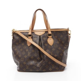 LOUIS VUITTON Palermo PM Monogram Handbag Coated Canvas Leather Women's Brown M40145