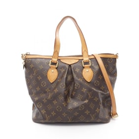 LOUIS VUITTON Palermo PM Handbag Coated Canvas Leather Monogram Women's Brown M40145