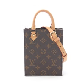 Louis Vuitton Petite Sac Plat Monogram Handbag Coated Canvas Leather Women's Brown M69442