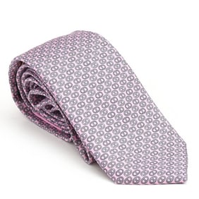 Hermes tie for men, Chaine d'Ancre pattern, 100% silk, pink, HERMES