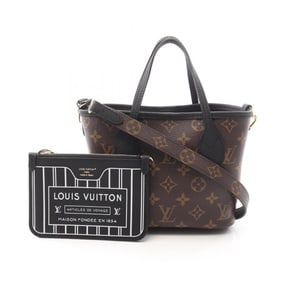 Louis Vuitton Neverfull Inside Out BB Tote Bag Coated Canvas Leather Monogram Women's Brown Black