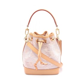 LOUIS VUITTON Nano Noe Handbag Leather Jacquard Monogram Women's Pink Brown M82427