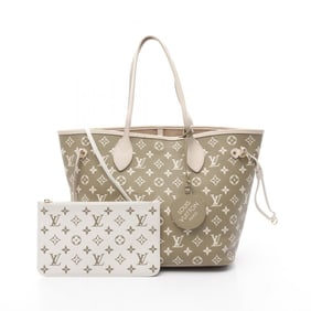Louis Vuitton Neverfull MM Monogram Empreinte Spring in the City Khaki Beige Tote Bag Leather