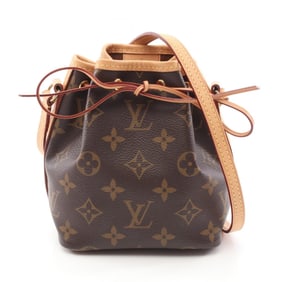 Louis Vuitton Nano Noe Monogram Shoulder Bag Coated Canvas Leather Women's Brown M41346