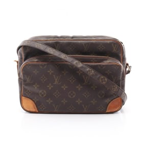 Louis Vuitton Nile Shoulder Bag Coated Canvas Leather Monogram Women's Brown M45244