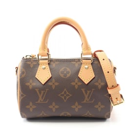 Louis Vuitton Nano Speedy Handbag Coated Canvas Leather Monogram Women's Brown M81085