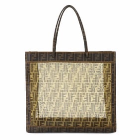FENDI Zucca pattern mesh tote bag brown black 8BH184 gunmetal hardware Tote Bag