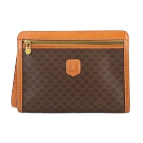 CELINE Macadam Second Clutch Bag Leather Brown Gold Hardware
