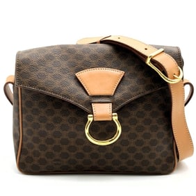 CELINE Macadam Shoulder Bag Gancini/Leather Brown Women's