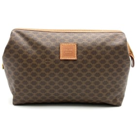 CELINE Macadam Pouch Clutch Bag / Leather Brown Women's
