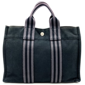 HERMES Hermes Foult PM Tote Bag Handbag Canvas Black Men's Women's