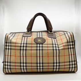 Burberrys Boston bag Nova check Shadow Horse traveling canvas beige women's ITYN4OY25D46