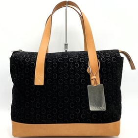 CELINE C macadam tote bag handbag black suede leather ladies fashion MC00 1 USED