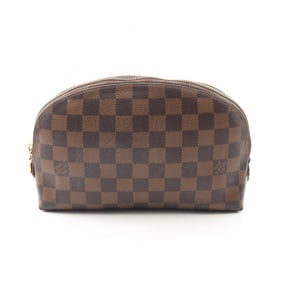 Louis Vuitton LOUIS VUITTON Pochette Tick GM Damier Ebene Pouch Coated Canvas Leather Women's Brown