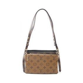 Louis Vuitton LOUIS VUITTON Pochette LV 3 Shoulder Bag Coated Canvas Lamb Leather Monogram Reverse