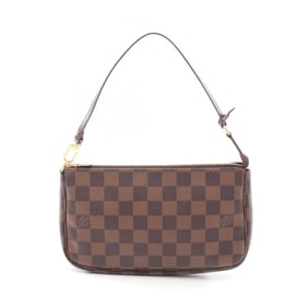 Louis Vuitton LOUIS VUITTON Pochette Accessoires Damier Ebene Handbag Coated Canvas Leather Women's