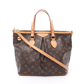 LOUIS VUITTON Palermo PM Monogram Handbag Coated Canvas Leather Women's Brown M40145
