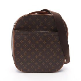 LOUIS VUITTON Packall Sacado Handbag Coated Canvas Leather Monogram Women's Brown M51132
