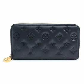 Louis Vuitton Wallet Women's Zipper Long LV Circle Noir Monogram Lamb Leather M81510