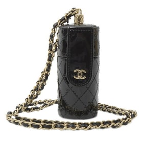 Chanel Women's Chain Shoulder Lip Case Patent Leather Black CHANEL AP1572