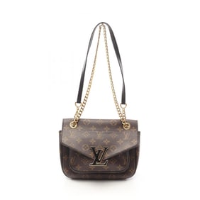 Louis Vuitton Passy Shoulder Bag Coated Canvas Leather Monogram Women's Brown Black M45592