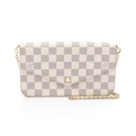 Louis Vuitton LOUIS VUITTON Pochette Felicie Shoulder Bag Coated Canvas Damier Azur Women's White
