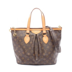LOUIS VUITTON Palermo PM Monogram Handbag Coated Canvas Leather Women's Brown M40145
