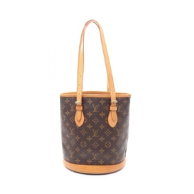 LOUIS VUITTON Bucket PM Monogram Handbag Coated Canvas Leather Women's Brown M42238