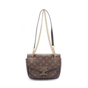 Louis Vuitton Passy Shoulder Bag Coated Canvas Leather Monogram Women's Brown Black M45592
