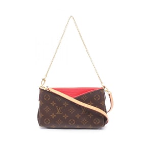 LOUIS VUITTON Pallas Clutch Monogram Poppy Petal Handbag Coated Canvas Leather Women's Brown Red
